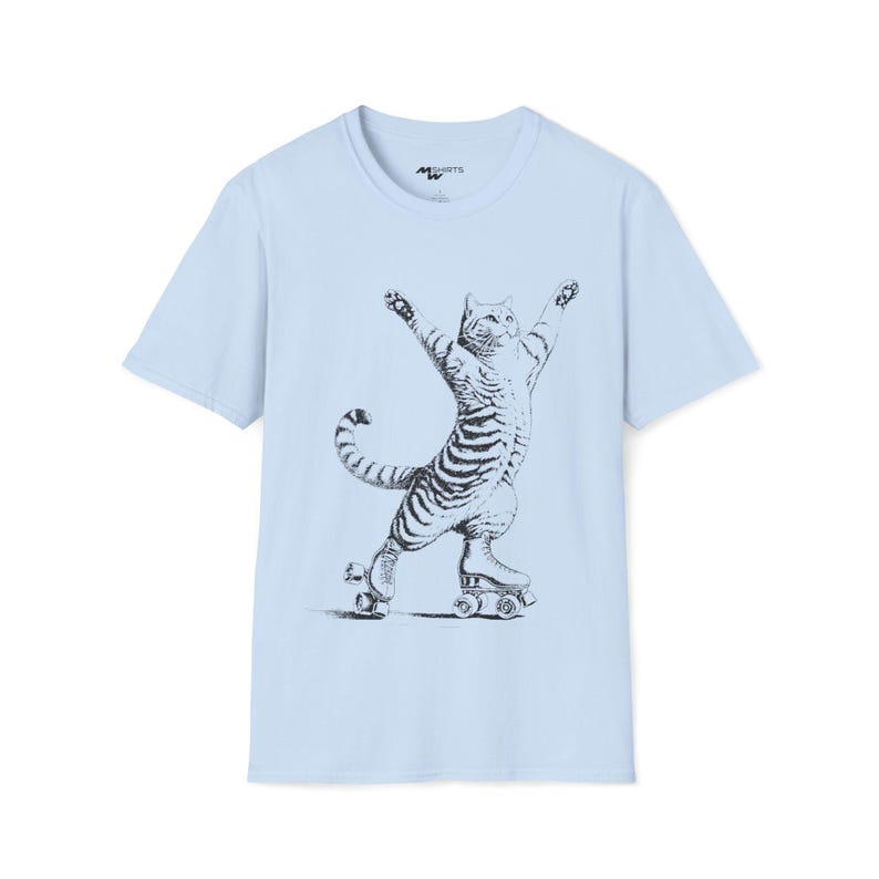 T-shirt kat op rolschaatsen, vintage kattenliefhebbercadeau afbeelding 7