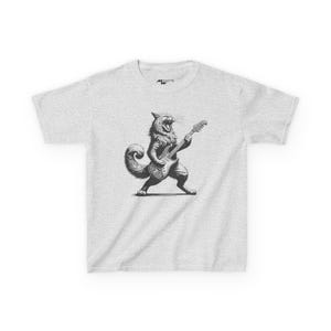 Whimsical Cat Electric Guitar Kids Tee: Vintage Graphic T-Shirt