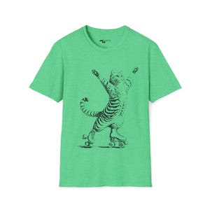 T-shirt kat op rolschaatsen, vintage kattenliefhebbercadeau afbeelding 9