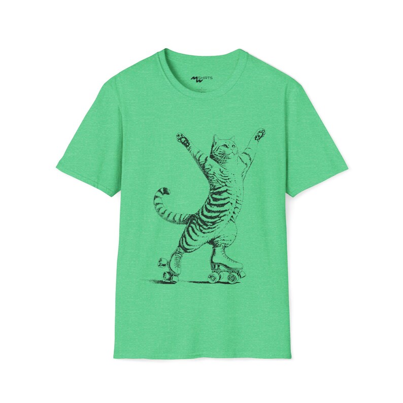 T-shirt kat op rolschaatsen, vintage kattenliefhebbercadeau afbeelding 9