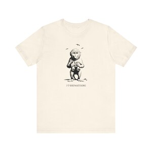 I Love Birdwatching Series Monkey T-Shirt - Vintage Engraving Style/ Unisex Jersey Short Sleeve Tee