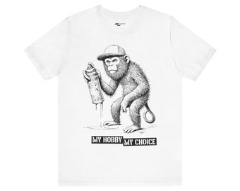 Graffiti Monkey T-Shirt - Copper Engraving Vintage Style/ Unisex Jersey Short Sleeve Tee