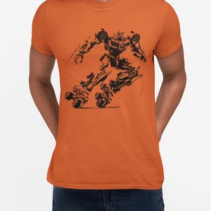 Camiseta con patines de robot transformador juguetón