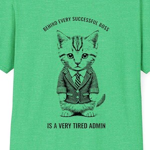 Tired Admin Kitten T-Shirt: Engraving-Style Unisex Softstyle Tee