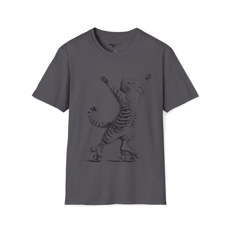 T-shirt kat op rolschaatsen, vintage kattenliefhebbercadeau afbeelding 12