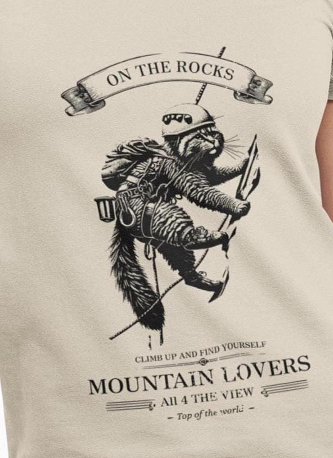 ON THE ROCKS Climbing Cat T-shirt - Alpinist Style Mountain