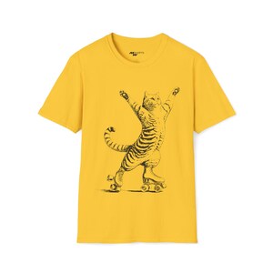 T-shirt kat op rolschaatsen, vintage kattenliefhebbercadeau afbeelding 15