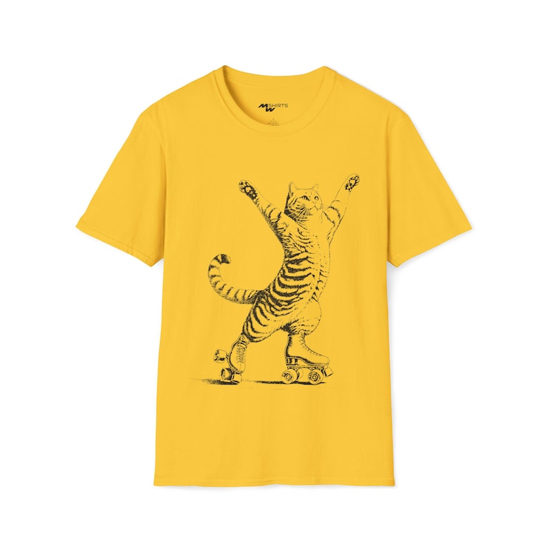 T-shirt kat op rolschaatsen, vintage kattenliefhebbercadeau afbeelding 15