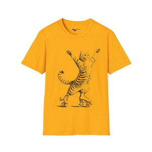 T-shirt kat op rolschaatsen, vintage kattenliefhebbercadeau afbeelding 6