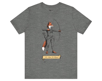 Maglietta Archery Fox Vintage Medieval Art No Aim, No Game Arco Freccia Robin Hood