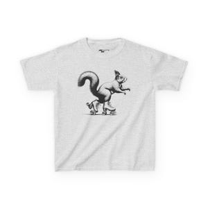 Kids Tee, Playful Squirrel on Roller Skates, Fun Cartoon T-Shirt for Birthdays, Cute Animal Tee, Playtime Apparel, Children's Shirt