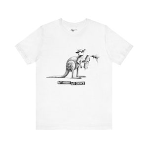 Graffiti Kangaroo T-Shirt - Copper Engraving Vintage Style/ Unisex Jersey Short Sleeve Tee