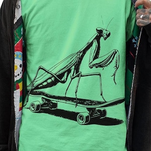 Praying Mantis on Skateboard T-Shirt
