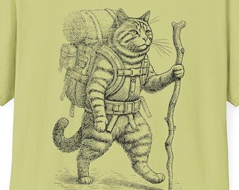 Vintage Hiking Cat T-Shirt: Nature Lover Gift Outdoor Enthusiast