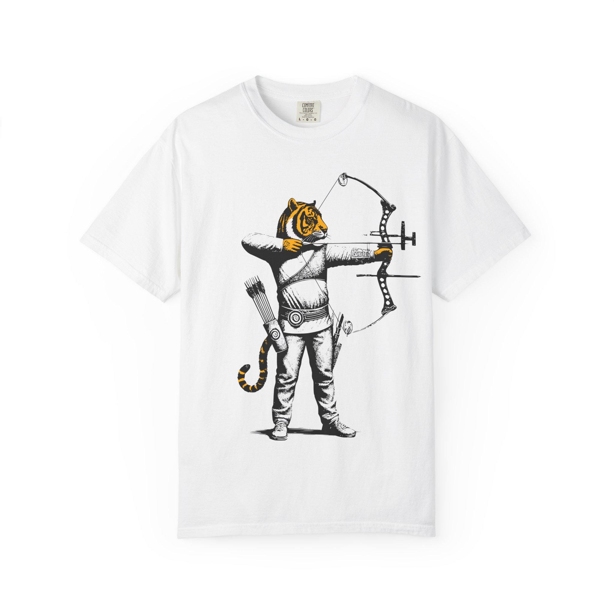 Camiseta gráfica de tigre arquero: camiseta unisex vintage de