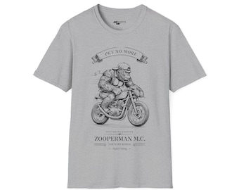 Gorilla Rocker auf einem Motorrad T-Shirt - Kupfergravur Stil / Unisex Softstyle T-Shirt