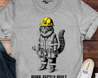 Baustellen Katze T-Shirt - ""Perfekt bau"""