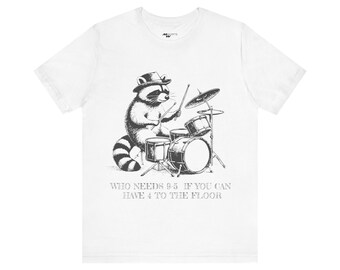 Camiseta de baterista mapache: divertida camiseta para amantes de la música
