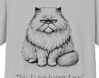 Esta es mi cara feliz/Camiseta de gato gruñón/Camiseta unisex suave
