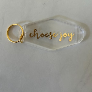 CHOOSE JOY acrylic gold keychain