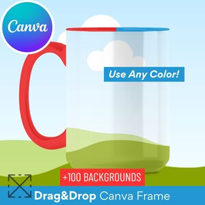 15oz Mug Mockup Left Handle, Mug Mockup, Mug Mockups, Drag and Drop, Canva Template, 1 Mug Mockup, Canva Overlay, 15oz Coffee Mug Mockup