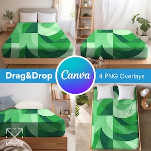 4 Tight Bed Blanket Mockups, Blanket Mockups, Drag and Drop, Mockup Bundle, PNG, Canva Overlay, Sherpa, Velvet, Fleece, Minky, Microfiber