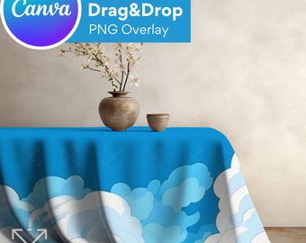 Tablecloth Mockup, Tablecloth Mockups, Table, Drag and Drop Mockup, PNG, Canva Overlay, Digital, Canva Mockup, Easy Use, Scene, Canva 4