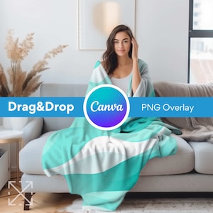 Woman Blanket Mockup, Blanket Mockups, Drag and Drop Mockups, PNG, Canva Overlay, Sherpa, Velvet Plush, Fleece, Minky Blanket, Microfiber 1