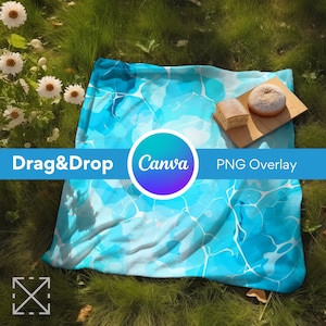 Picnic Blanket Mockup, Blanket Mockups, Drag and Drop, Mockup Bundle, PNG, Canva Overlay, Sherpa, Fleece, Minky, Microfiber, Summer, Canva 1
