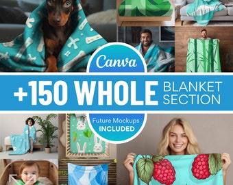 150+ Blanket Mockup Mega Bundle, Whole Shop, Canva Overlay, Sherpa, Velvet, Fleece, Minky, Microfiber, Plush, Drag and Drop, Mockup Bundle