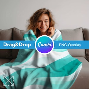Woman Blanket Mockup, Blanket Mockups, Drag and Drop Mockups, PNG, Canva Overlay, Sherpa, Velvet Plush, Fleece, Minky Blanket, Microfiber 2