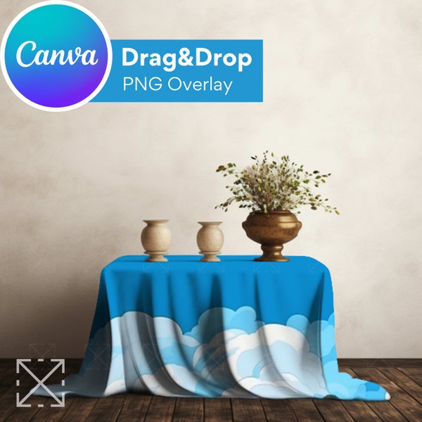 Tablecloth Mockup, Tablecloth Mockups, Table, Drag and Drop Mockup, PNG, Canva Overlay, Digital, Canva Mockup, Easy Use, Scene, Canva 3