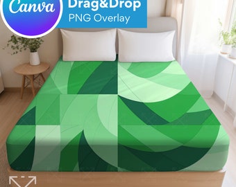 Maqueta de manta de cama ajustada, maquetas de mantas, arrastrar y soltar, PNG, superposición de Canva, Sherpa, felpa de terciopelo, vellón, manta Minky, microfibra 2