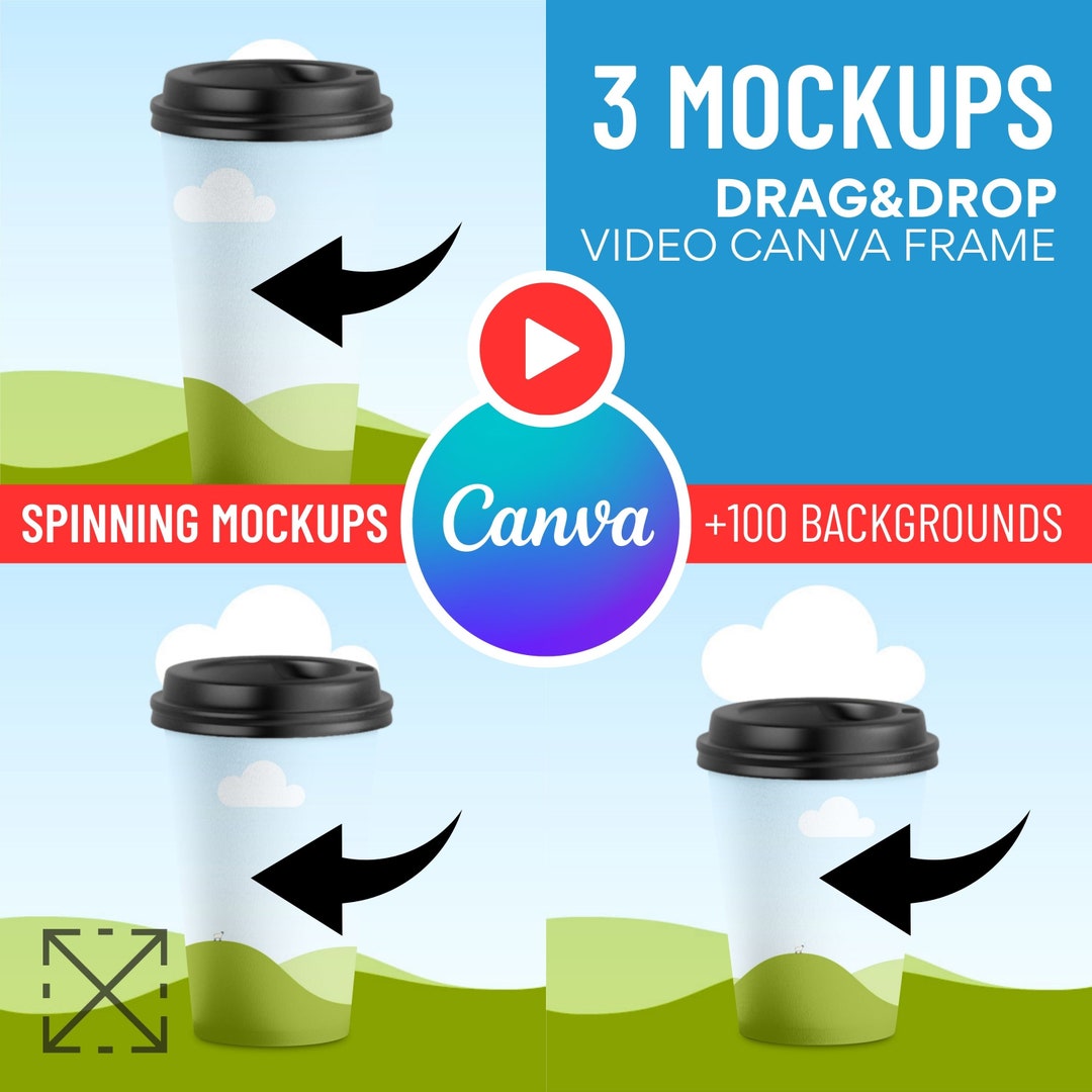 3 Spinning Paper Cup Mockups Change Background, Paper Cup Editable ...