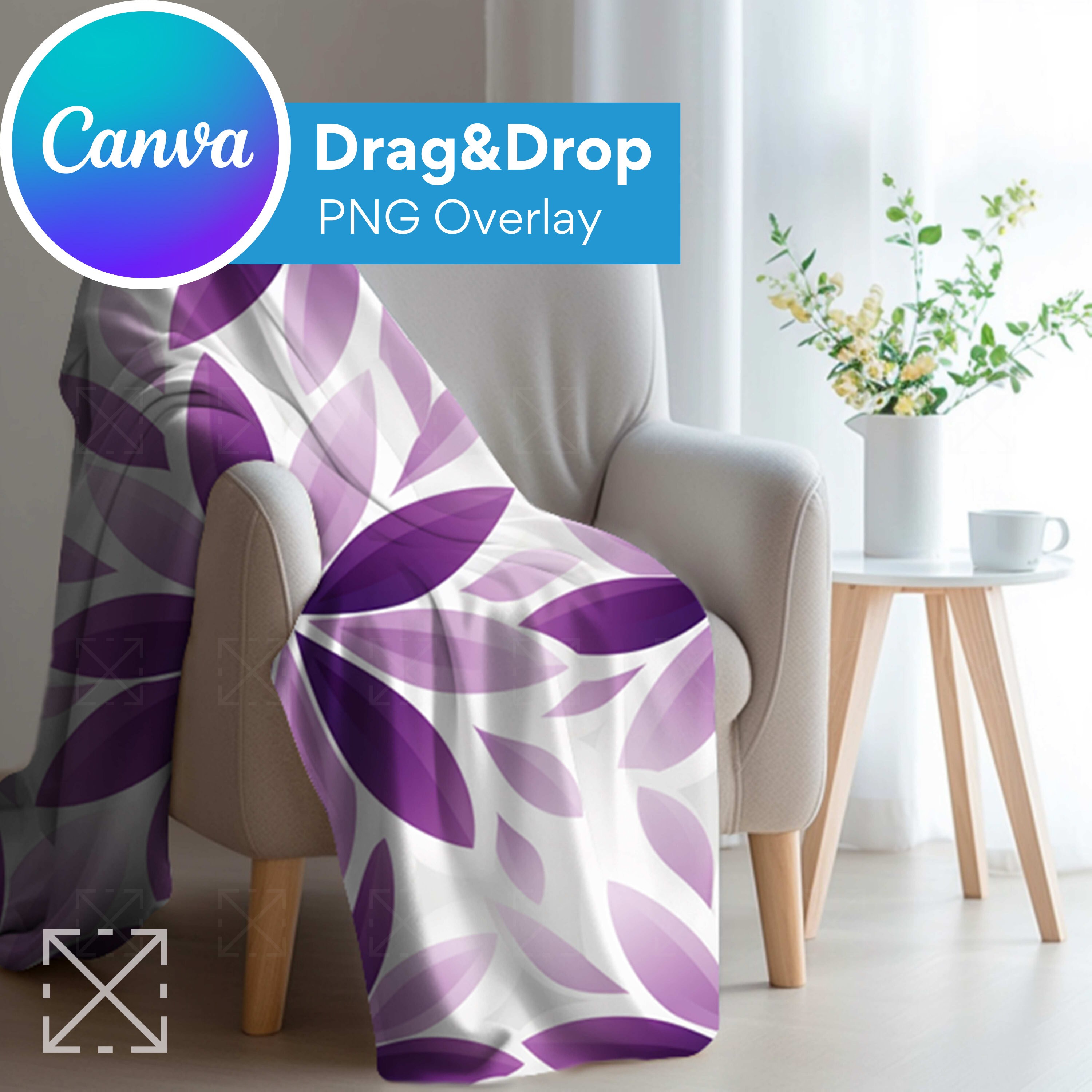 Stuhldecke Mockup, Decken Mockup, Ziehen und ablegen Mockup, PNG, Canva Overlay, Sherpa, Samtplüsch, Fleece, Minky, Mikrofaser, 22