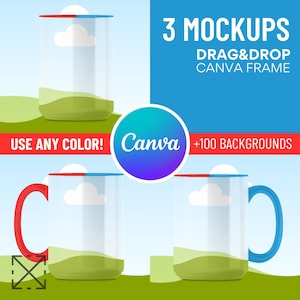 3 15oz Mug Mockups, Mug Mockup, Mug Mockups, Drag and Drop, Canva Template, Canva Overlay, Coffee Mug, 1 Mug Mockup, 15oz Coffee Mug 2