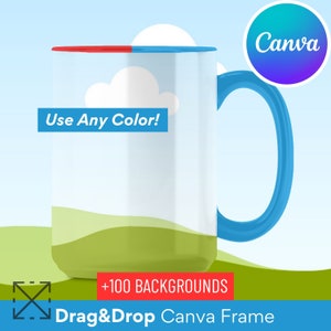 15oz Mug Mockup Right Handle, Mug Mockup, Mug Mockups, Drag and Drop, Canva Template, 1 Mug Mockup, Canva Overlay, 15oz Coffee Mug Mockup