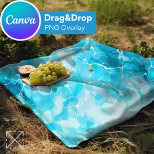 Picnic Blanket Mockup, Blanket Mockups, Drag and Drop, Mockup Bundle, PNG, Canva Overlay, Sherpa, Fleece, Minky, Microfiber, Summer, Canva 3