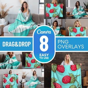8 Woman Blanket Mockups, Blanket Mockups, Drag and Drop, Mockup Bundle, PNG, Canva Overlay, Sherpa, Fleece, Minky, Microfiber, Canva Mockup