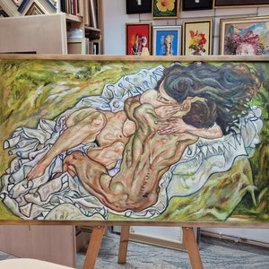 Egon Schiele – L'abbraccio – Amanti II – Die Umarmung (Liebespaar II) - Riproduzione dipinta a mano al 100%