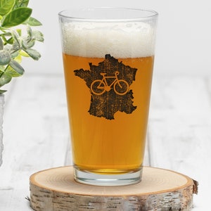 Vélo de route français 16 oz pinte et verre à mélange - Vélo de route patiné France Silhouette