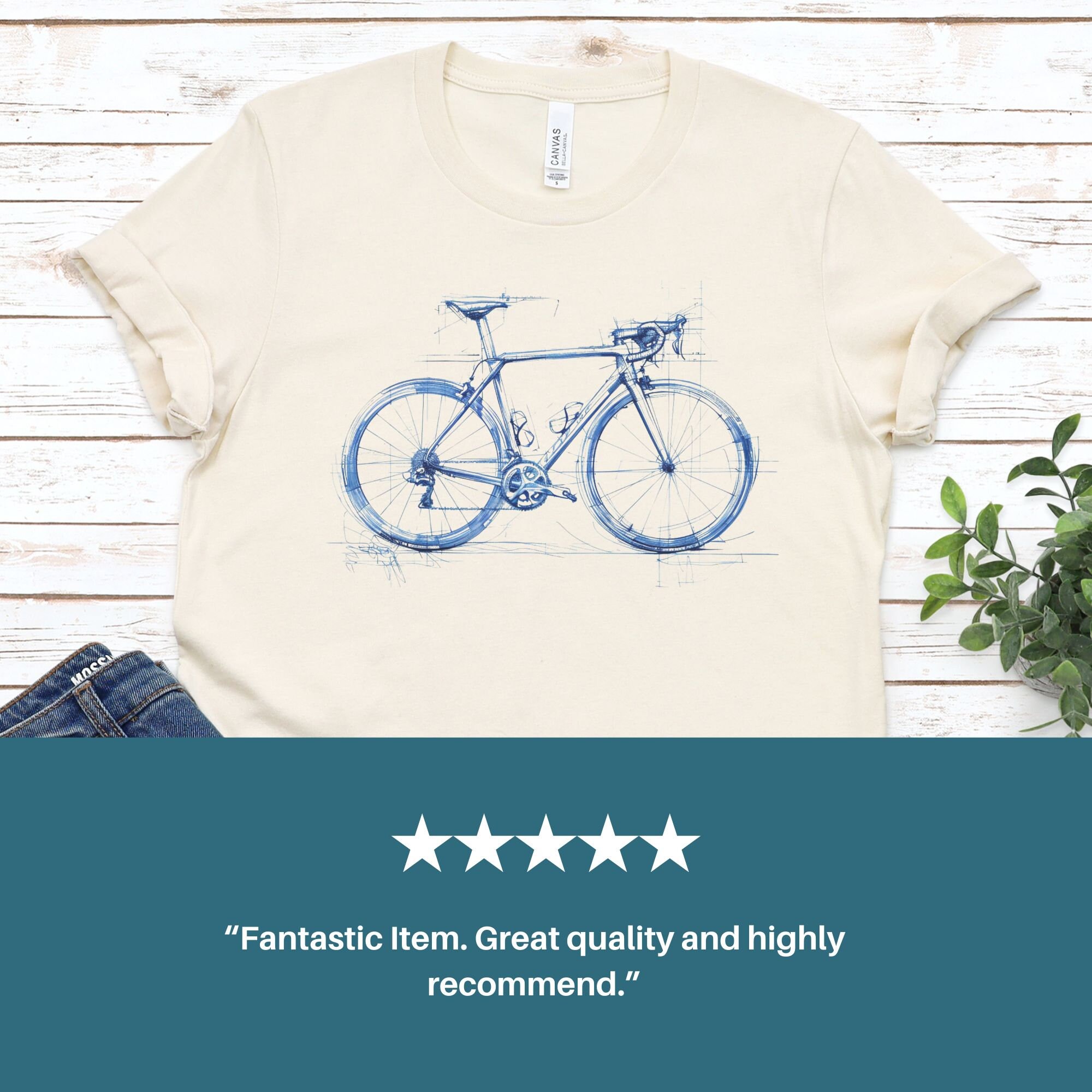 Road Bike Cycling T-shirt: Artistic Blue Bike Sketch for