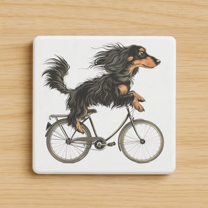 Long Haired Dachshund Coasters - Set of 4 Soapstone Coasters for Doxie Lovers