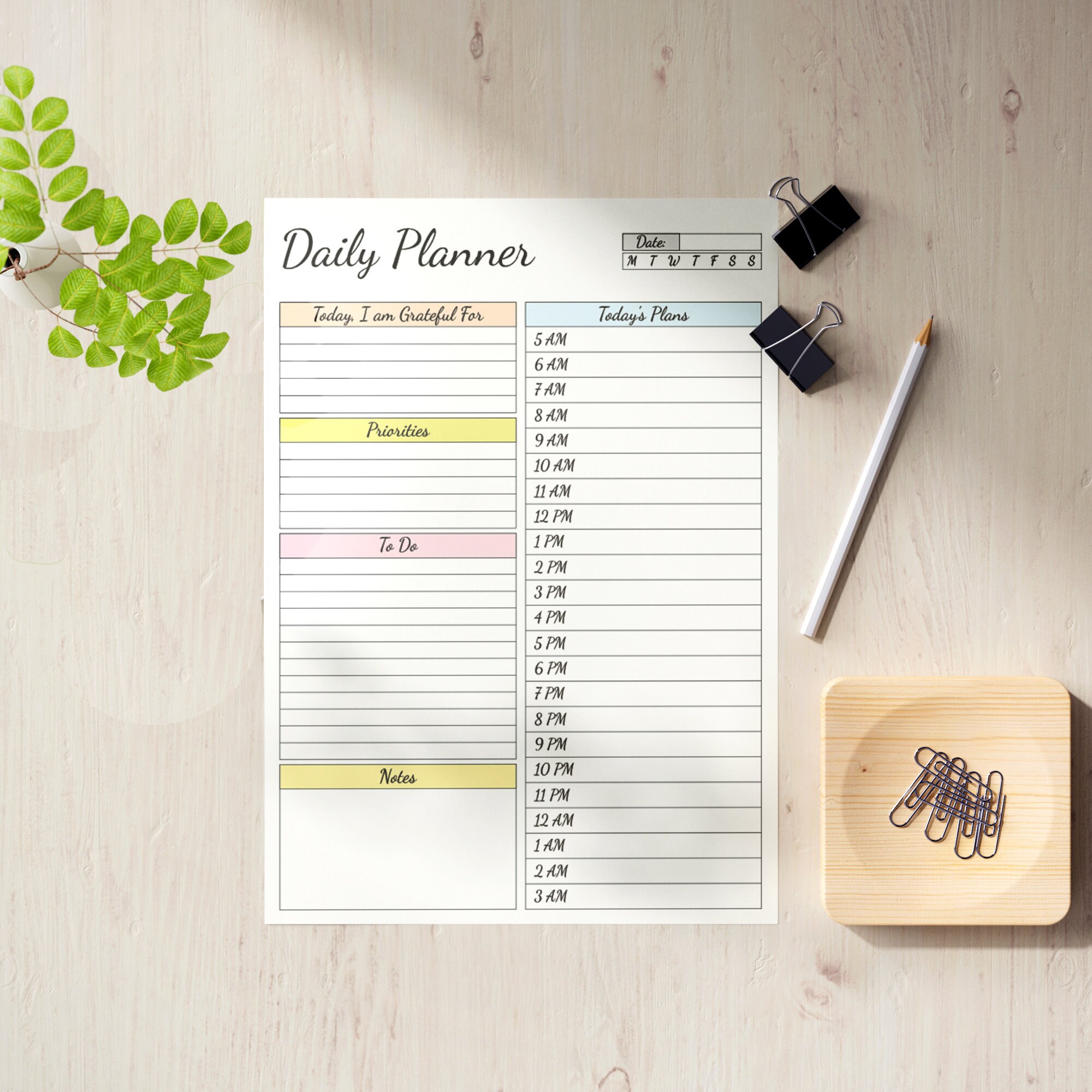 Daly Notes.pdf Daily Planner Goodnotes Template, 24 Hour Planner, Daily Digital ...