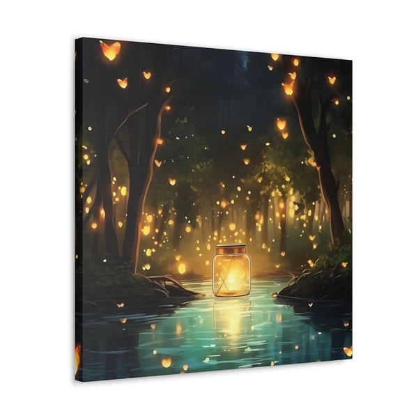 Nursery Room Glow-in-the-dark Firefly Art, Detailed Cotton Canvas, Ideal Wall Decor for Children's Bedrooms, Unique Baby Shower Present