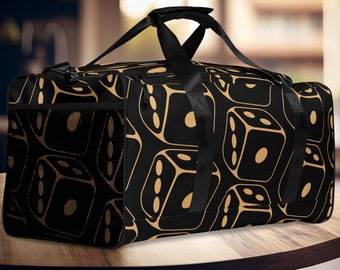 Bolsa de viaje para juegos de mesa - negra con dados dorados