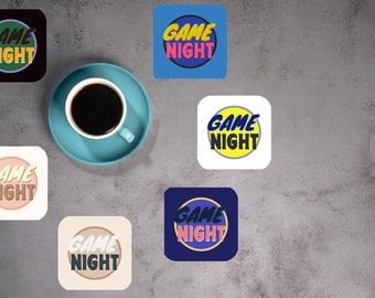 Game Night Coasters - set of 4 or 6 - good Christmas gift for board gamers or video gamers