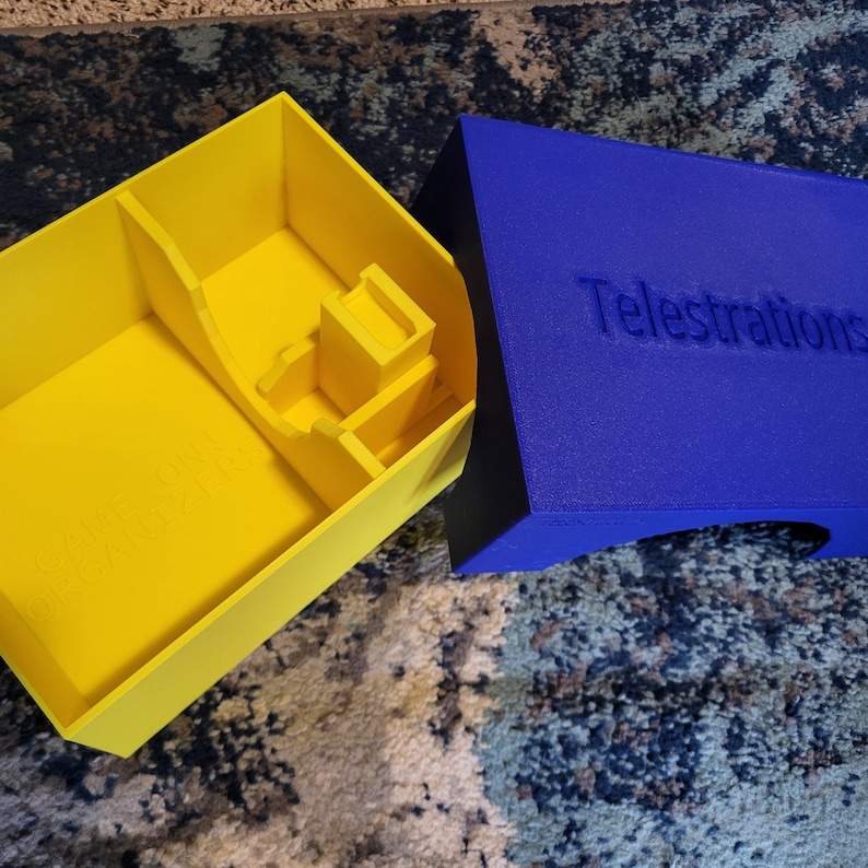 Telestrations 12 player replacement box with solid lid, space saver, takes up half space of original box, durable 3D printed design image 10