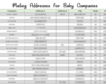 Mailing Address for Baby Companies