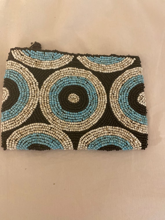 Vintage hand beaded small purse / wallet